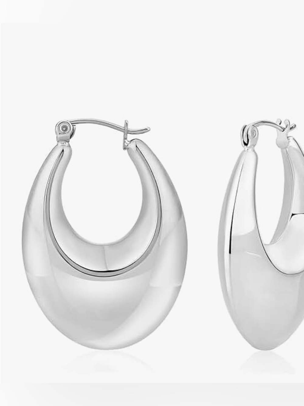 Siumal Polished Silver Hoop Earrings - Women Jewelry